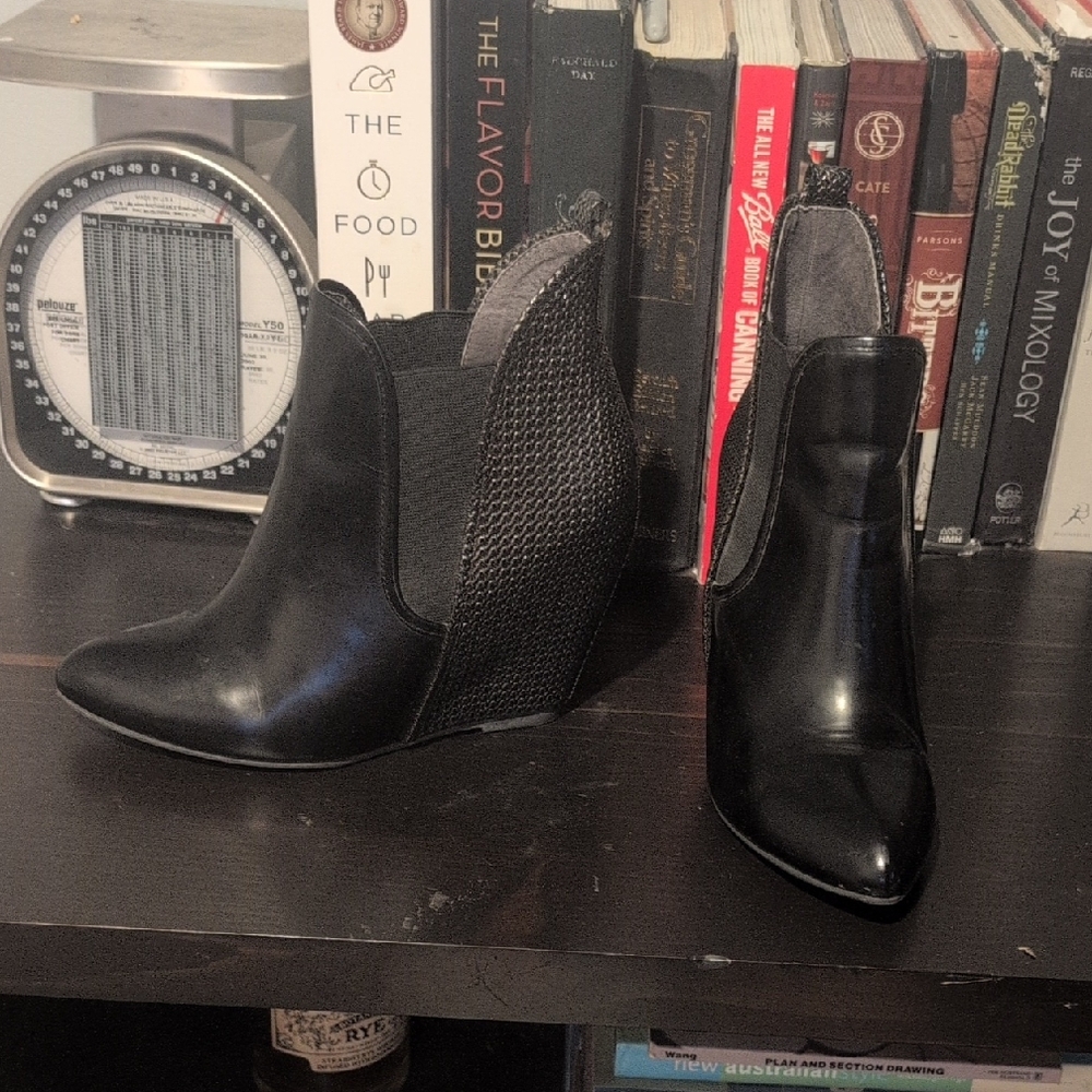 Jeffrey Campbell Black Wedge Ankle Boots